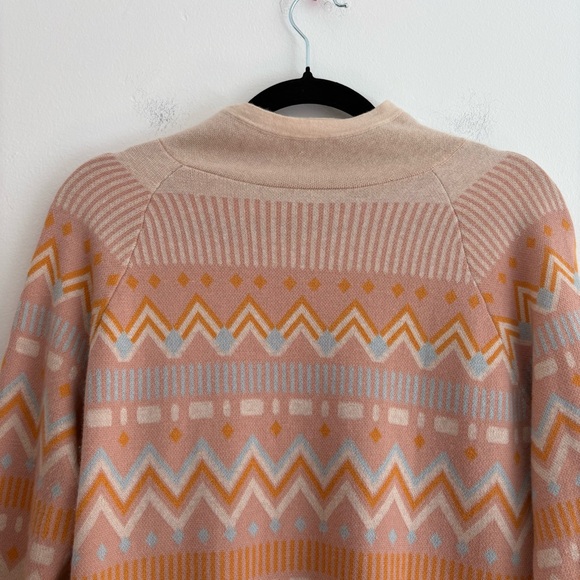 Title Nine  Barra Tunic Sweater Merino Wool Blend Pink Fair Isle Nordic Travel - Picture 3 of 13